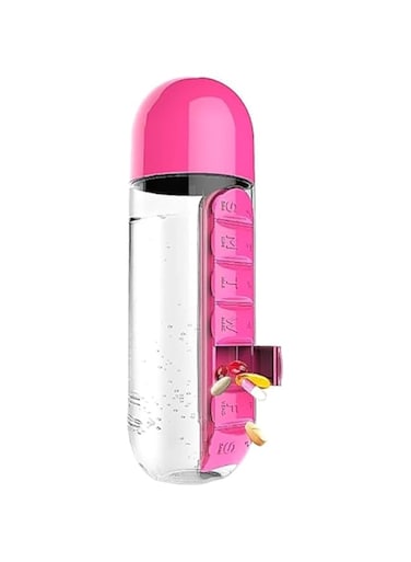 Dubai Gallery Plastic Pill Organizer Water Bottle Pink/Clear 23 X7. 5Centimeter