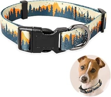 Joyzzz Dog Collar Medium, Adjustable Soft Puppy Collars with Multiple Pattern Style Dog Decoration, Printed Pet Collar with Quick Release Buckle, Comfortable Puppy Collars for Small Medium Dogs (M)