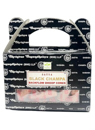 Satya Black Champa Backflow Dhoop Cones 1 Packet of 24 Cones