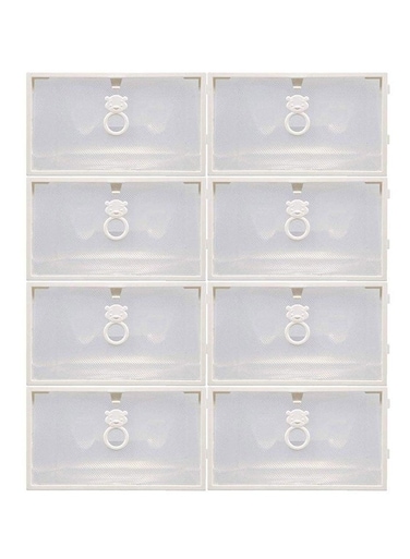 8-Piece Shoe Stackable Box Set Clear/White