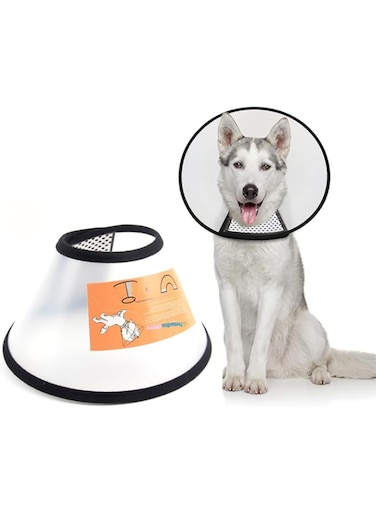TOMVAES Cat and Dog Cone Collar, Adjustable Recovery Pet Cone, Plastic CElizabethan Collar Protects Wound Healing Practical Dog Cone, Stop Licking Wound (35-40cm)