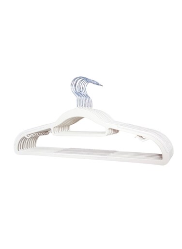 Hanger, Heavy Duty Durable Standard Hanger, Plastic Suit Jacket Shirt Hanger, Space Saver Hanger with Rubber Coating 16.5Inches-White