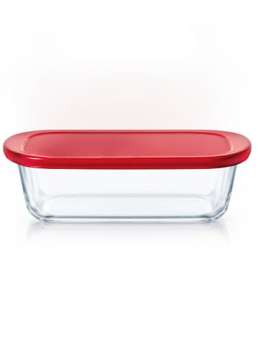 Pyrex Cook &amp; Store Rectangular Roaster with Lid - 400ML Capacity for Versatile Cooking and Storing Red 400ml