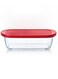 Pyrex Cook &amp; Store Rectangular Roaster with Lid - 400ML Capacity for Versatile Cooking and Storing Red 400ml
