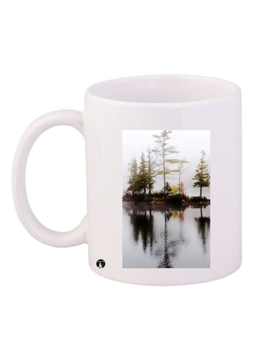 Lake Printed Coffee Mug White/Green/Black 11ounce