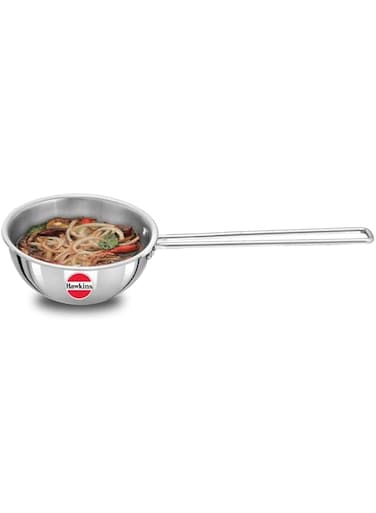 Hawkins 2.5 Cup Tadka Pan, 600ml Triply Stainless Steel Pan, Silver (STP25)