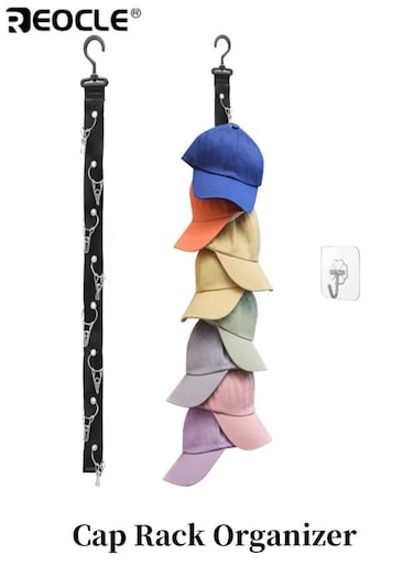 Baseball Cap Rack Organizer Holds 8 Caps Multi Position Adjustable Fitted Caps and Sun Hats Storage Hanger for Closet Rod Wall Door or Clothes Rack Space Saving Design for Men Women Kids