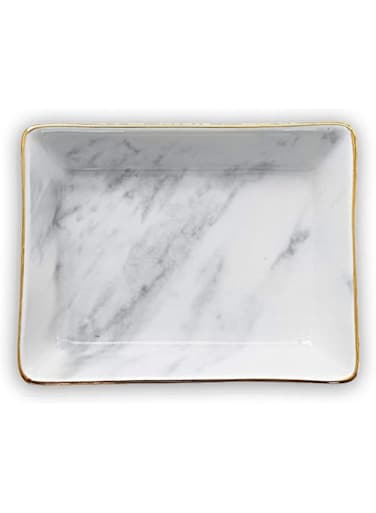 Binoster Marble Ceramic Jewelry Tray Ring Dish Ring Holder Display Organizer with Golden Edged Wedding Valentine's Day Housewarming Gift