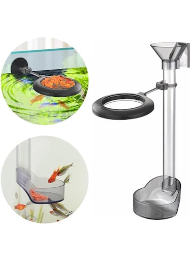 TERRIFI Aquarium Shrimp Feeding Dish Set, Fish Feeder Tube Kit with Feeding Ring and Cleaning Brush