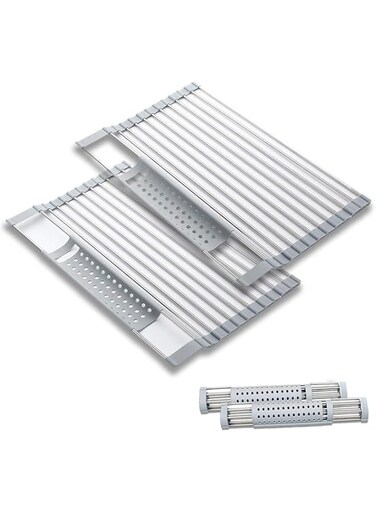 NALACAL Dish Drying Rack 1PCS (20.5" L x 12.6" W) Over Sink Roll Up Dish Drying Rack, Best Kitchen Desk Organizer Collapsible Dish Drying Rack, Used for Tableware, Fruits, Vegetables, Cups