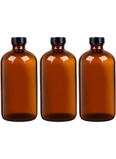 500ML Amber Glass Bottle Set 3PCS   Essential Oil Bottle   DIY Refillable Glass Bottles   Perfume Mixing Bottle   Bathroom Dispenser   Leakproof Boston Round Container