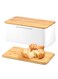 Modern Metal Bread Box with Bamboo Lid, Bread Storage Container, 13&Atilde;&mdash;7&Atilde;&mdash;5.3 Inch Bread Storage Container for Kitchen Counter, Bread Keeper for Homemade Bread, Bagel, Muffins, Rolls