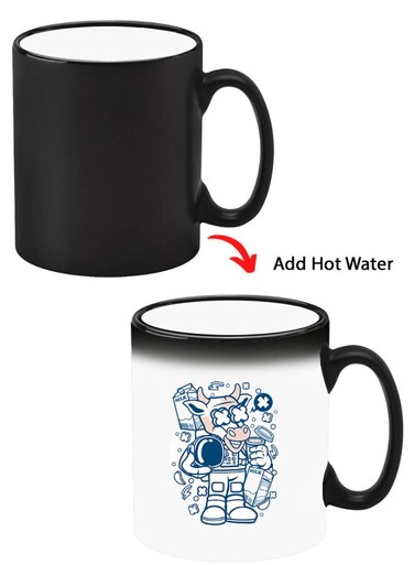 Color Changing Heat Sensitive Ceramic Mug, Image Revealed When HOT Liquid is Added! Cow astronaut