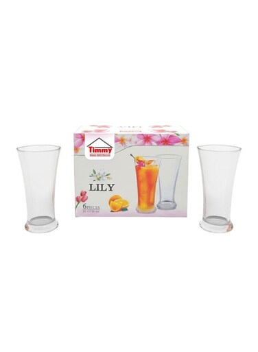 6-Piece Glass Tumbler Set 300ml - Premium Clear Curved Drinking Glasses - Durable Beverage Cups for Water, Juice, and Soft Drinks - Stylish and Multi-Purpose Glassware for Home and Dining