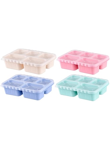Wesoke Bento Box 4 Pack Lunch Box, 5 Compartment Meal Prep Container, BPA Free Plastic Reusable Food Storage Snack Containers with Transparent Lids for Work Companies Travel, Stackable