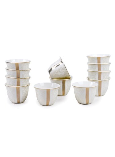 Porcelain Amara Cawa Cup, 80ml (12 Pieces, White &amp; Gold)