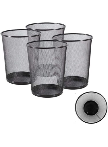VeleSolv Metal Mesh Small Size Dustbin for Office use &amp; Home/Multipurpose (Set of 4, Black,Metal Mesh)