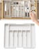 Silverware Drawer Organizer Expandable Utensil Tray for Kitchen Adjustable Flatware and Cutlery Holder, Compact Plastic Storage Spoons Forks Knives Large Safe Grade Finis