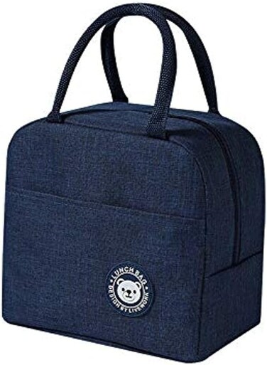 Lunch Bag Large Capacity Polyester Handbag - Leakproof Cooler Bag - Reusable Lunch Box for Student,Girl, Boy, Men, Women, Outdoor, Office, Picnic ( Blue )