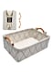 SIMPDIY Felt Storage Basket for Organizing Foldable Storage Box with Wooden Handles Home Storage Bins Container for Snacks, Toys, Books, Clothes, Cosmetic Makeup Organizer (Beige)