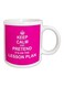 Keep Calm And Pretend Print Ceramic Mug White/Pink