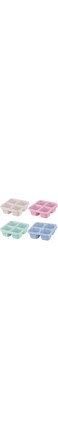 Nayubo 4 Pcs Small Snack Containers, Reusable Bento Snack Box 4-Compartment Meal Prep Container Adult Lunch Box Food Storage Containers for Work, Travel (Green/Blue/Pink/Beige)