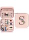 GDTOMEEU Birthday Personalized Gifts for Women Friend Sister, Small Travel Jewelry Case Jewelry Box Jewelry Organizer, Ring Necklace Earring Jewelry Holder Organizer Box with Mirror Letter (S)