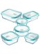 Glass Meal Prep Containers (6 pcs Mixed) - Glass Food Storage Containers with Lids, Glass Lunch Box, Portion Control, Airtight, Glass Bento Box Lunch Containers- 6P