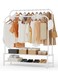 Sturdy Garment Rack Heavy Duty Double Pole Clothes Rail with Shoe Rack Shelf Coat Display Stand Bedroom Office Entryway