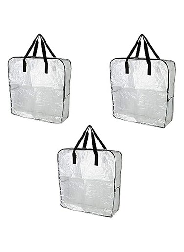 IKEA DIMPA Extra Large Storage Bag, Clear Heavy Duty Bags, Moth Moisture Protection Storage Bags Pack of 3, 25 &frac12;x8 &frac34;x25 &frac12; " transparent