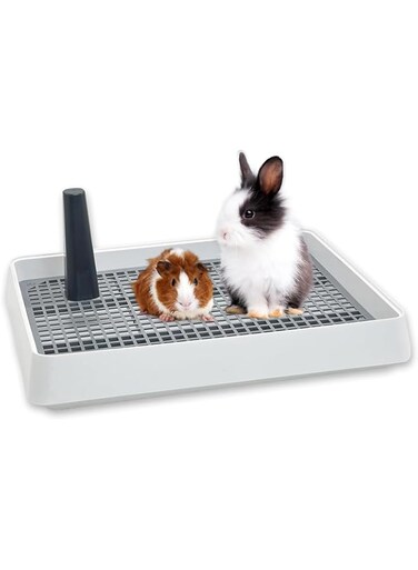 Angju 38 * 31 * 6.5cm Rabbit Litter Box Bunny Litter Pan,Guinea Pig Litter Tray Small Animal Litter Pet Toilet Potty Rectangular Rabbit Bedding Tray Ferrets Cage