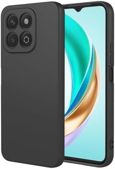 Case for Honor X7C, Liquid Gel Rubber Bumper Case with Soft Microfiber Lining Cushion Slim Shockproof Protective with Camera Protection Cover for Honor X7c 2024 (Black)