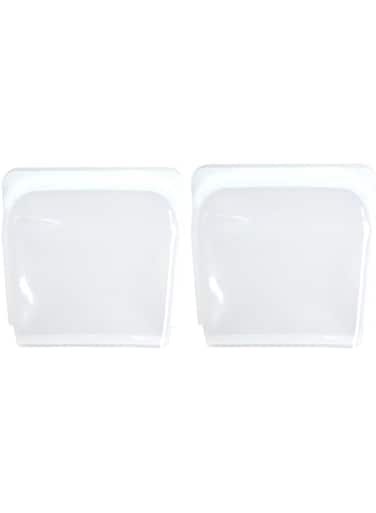 Platinum Food Grade Silicone Reusable Storage Bags, 2 Pack,1000/500ml, Microwave/Oven/Dishwasher Safe, 100% Plastic Free (White, 1000ml)