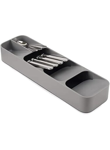 Compact Cutlery Organizer Kitchen Drawer Tray, Small, Gray color