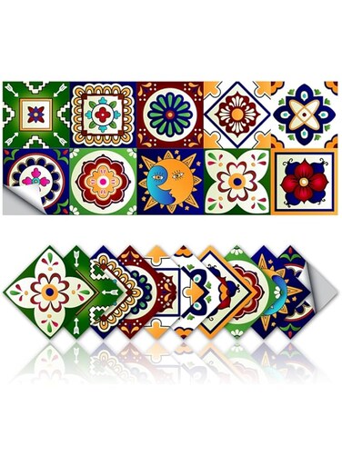 Azonee 20Pcs Vintage Tile Stickers Wall Decor Bathroom Kitchen Wall Sticker Waterproof Decals Stickers - Peel and Stick Tile Stickers for Home Decor Decal Vinyl Home Tile Decor DIY Kitchen Bathroom