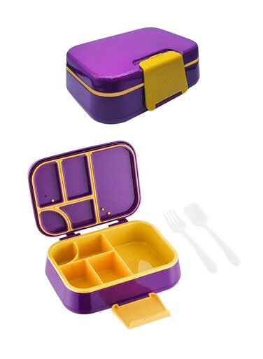 Innov. Lunch Box for Kid School, Bento Box with 5 Compartments, Leak-proof Food Container, Snack Box for Kids Adults Girls &amp; Boys, Purple