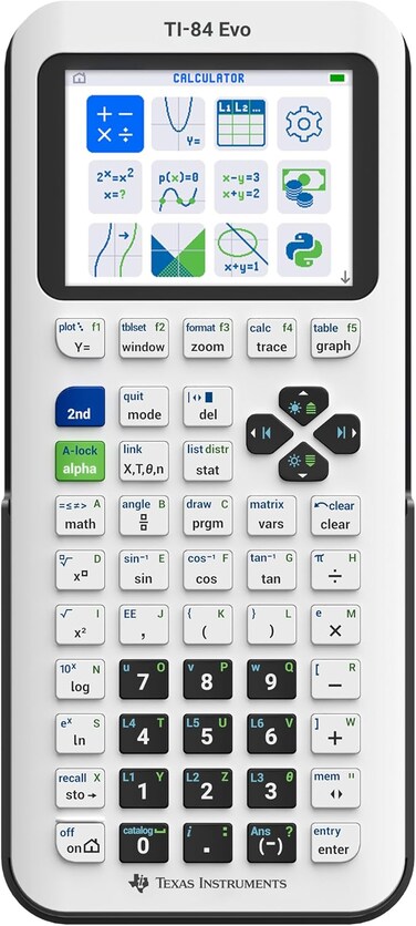 Texas Instruments Calculator TI-84 EVO Graphing Calculator Plus Online Version - White (International Version)
