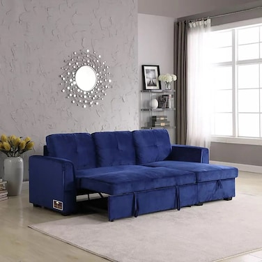 سرير أريكة خشبي تويست ماديرا 5 مقاعد على شكل حرف L مع وسادة مريحة (بيج)