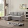 Wooden Twist Modern 5 Seater L-Shape Sofa Cum Bed with Comfort Cushion (Grey)