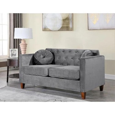 Velvet Square Arm Loveseat 2 Seater Sofa