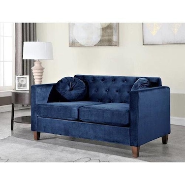 Velvet Square Arm Loveseat 2 Seater Sofa