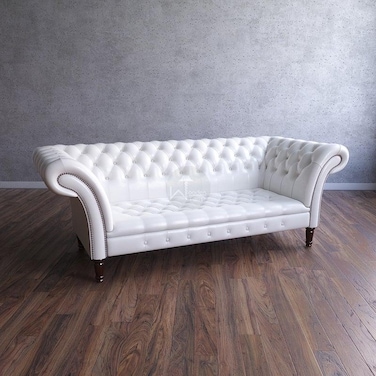 3 Seater Sofa (Teak Wood, Walnut Legs Finish)