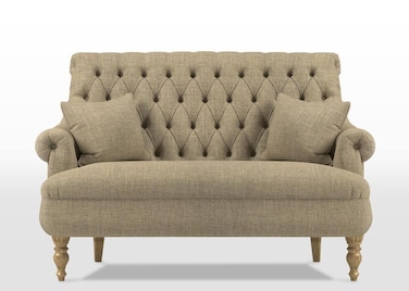 Premium Compact 2 Seater Sofa With Legs In Teak Finish With Cushions