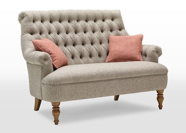 Premium Compact 2 Seater Sofa With Legs In Teak Finish With Cushions