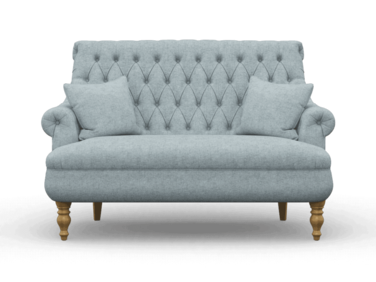 Premium Compact 2 Seater Sofa With Legs In Teak Finish With Cushions