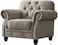 Luxury Chesterfield Chenille Diamond Tufted Armchair Sofa (Grey Color Walnut Legs)