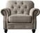 Luxury Chesterfield Chenille Diamond Tufted Armchair Sofa (Grey Color Walnut Legs)