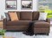 مجموعة أريكة خشبية مريحة على شكل حرف L مكونة من 3 مقاعد مع أثاث غرفة المعيشة العثماني الأنيق للراحة والأناقة (بني)