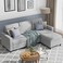 Wooden Twist Cosy L-Shaped Sectional 3 Seater Sofa Set With Ottoman Elegant Living Room Furniture for Comfort and Style (Light Grey)