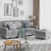 Wooden Twist Cosy L-Shaped Sectional 3 Seater Sofa Set With Ottoman Elegant Living Room Furniture for Comfort and Style (Light Grey)